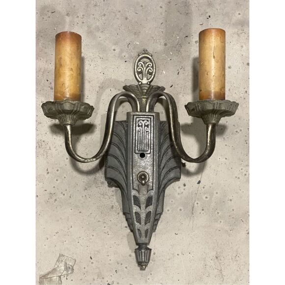 Antique Art Deco 2 Light Wall Sconce for repair - Picture 2 of 8